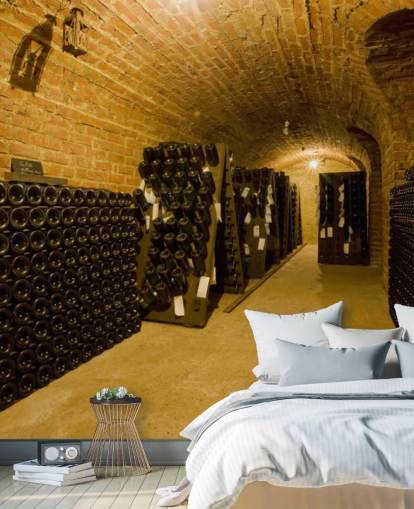 Mural de pared Bodega de vinos iluminada oscura