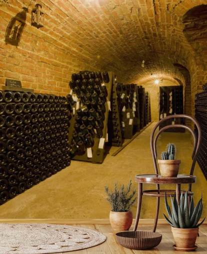 Decorazione murale con cantina illuminata