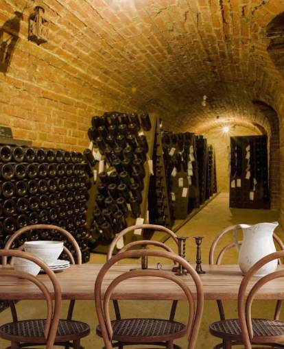 Decorazione murale con cantina illuminata