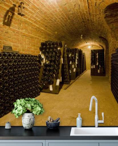 Mural de pared Bodega de vinos iluminada oscura