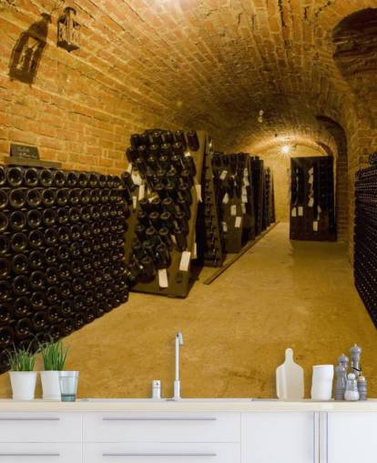 Décoration murale cave à vin éclairée sombre Décoration murale cave à vin éclairée sombre