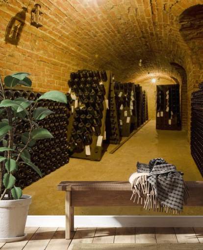 Mural de pared Bodega de vinos iluminada oscura