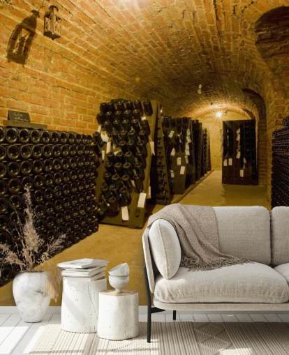 Mural de pared Bodega de vinos iluminada oscura