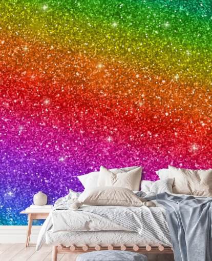 Skrå Rainbow vægmaleri 