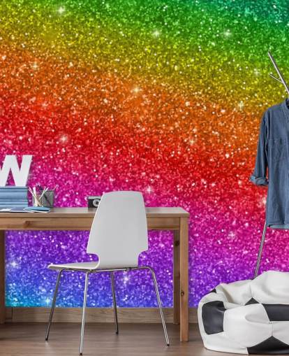 Schuine regenboog muurschildering Schuine regenboog muurschildering