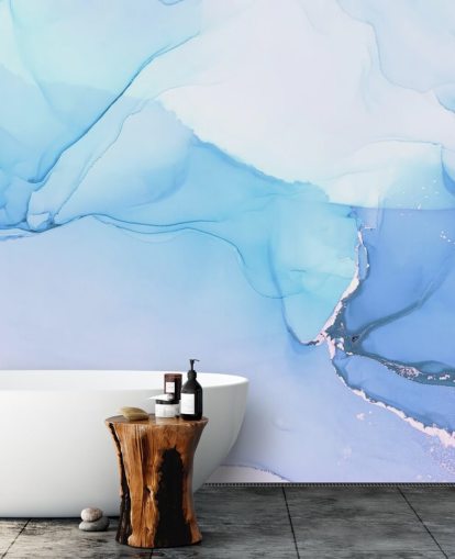 Blue Waves Watercolour Mural