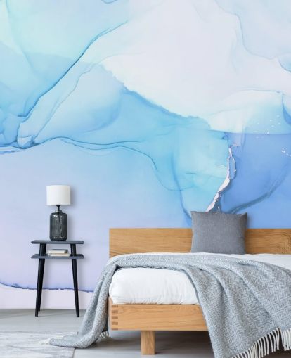 Blå Waves Akvarel Mural