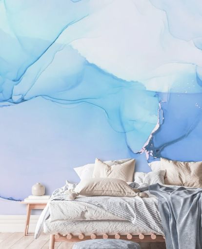 Decorazione murale acquerello con onde blu Decorazione murale acquerello con onde blu