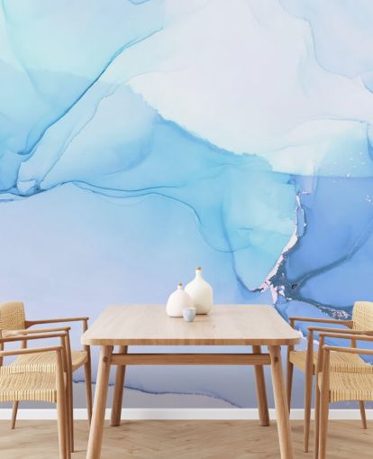 Blå bølger Akvarell Mural