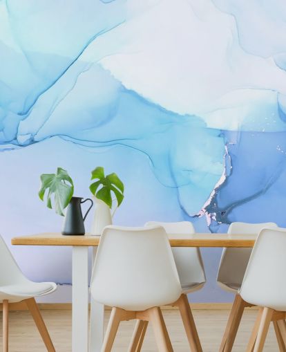 Blue Waves Watercolour Mural