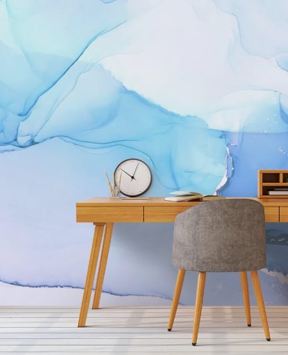 Decorazione murale acquerello con onde blu