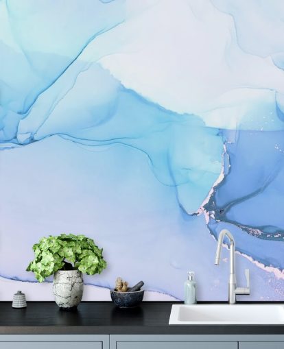 Blå Waves Akvarel Mural