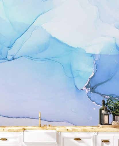 Blue Waves Watercolour Mural