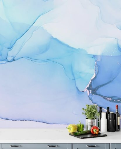 Blaue Wellen Aquarell-Wandbild