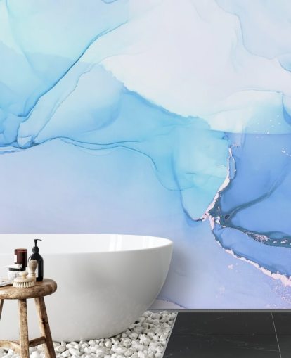 Blue Waves Watercolour Mural