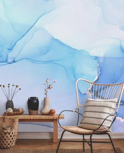 Blue Waves Watercolour Mural