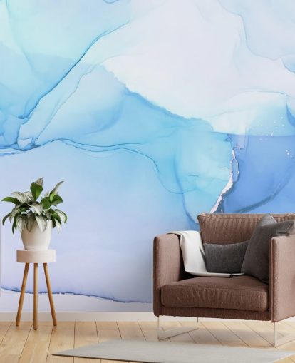 Blå Waves Akvarel Mural