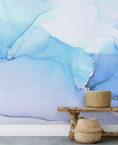 Blaue Wellen Aquarell-Wandbild