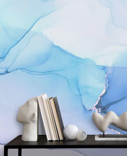 Blue Waves Watercolour Mural