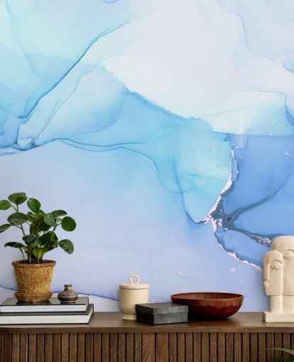 Blå Waves Akvarel Mural