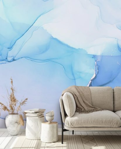 Blå bølger Akvarell Mural Blå bølger Akvarell Mural
