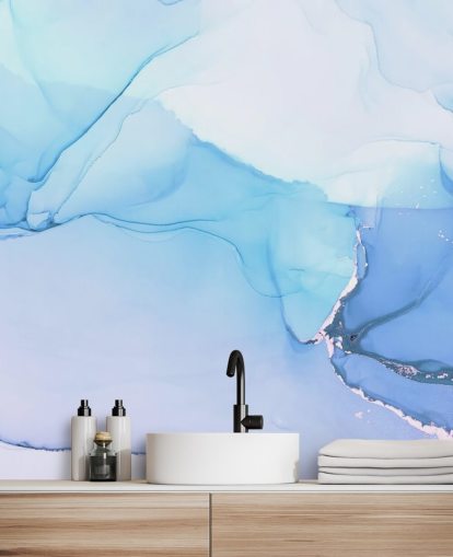Blue Waves Watercolour Mural