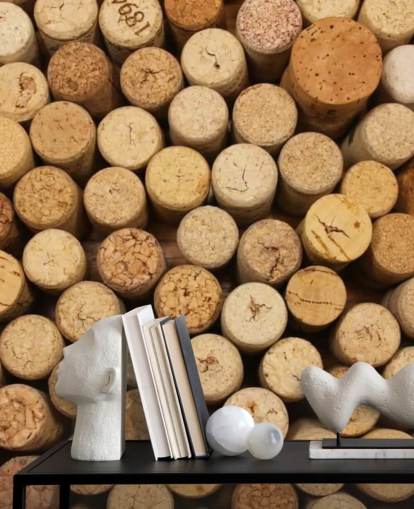 Decorazione murale con montaggio di tappi per vino