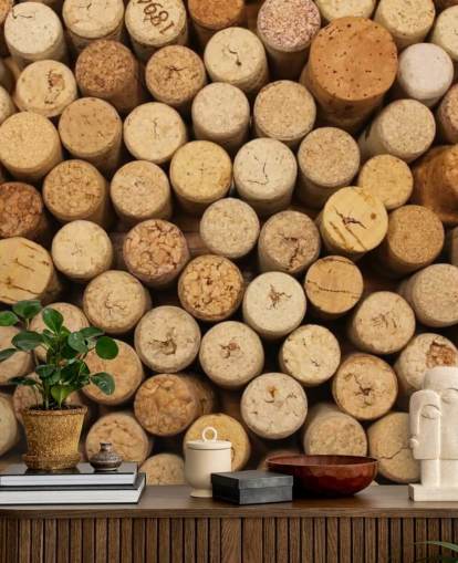 Decorazione murale con montaggio di tappi per vino
