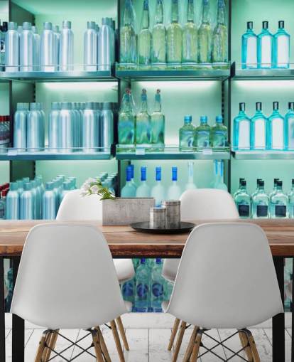 Behangpapier achter de bar