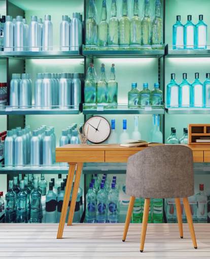 Behangpapier achter de bar