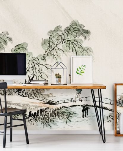 Decorazione murale con un uomo che attraversa il ponte Decorazione murale con un uomo che attraversa il ponte