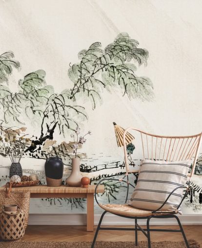 Decorazione murale con un uomo che attraversa il ponte