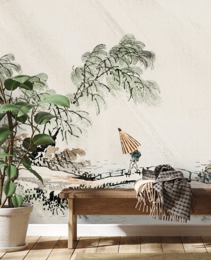 Decorazione murale con un uomo che attraversa il ponte