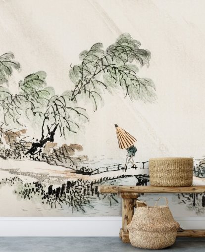 Decorazione murale con un uomo che attraversa il ponte Decorazione murale con un uomo che attraversa il ponte