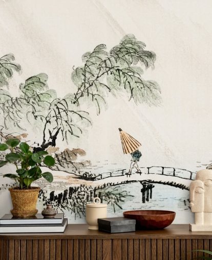 mural hombre cruzando el puente