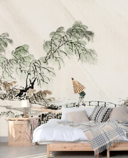 Decorazione murale con un uomo che attraversa il ponte