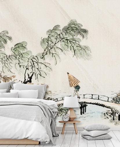 Decorazione murale con un uomo che attraversa il ponte