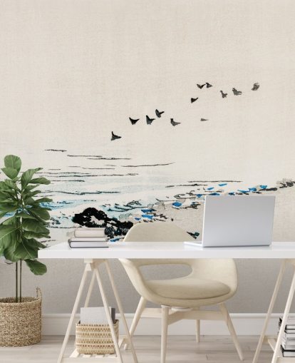 oosterse schilderkunst van strandbehang