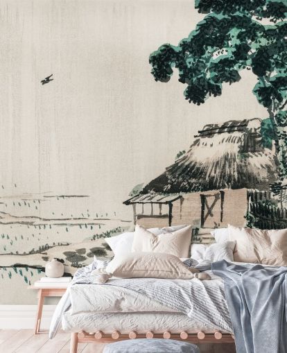 Cottage in Field Wallpaper Mural