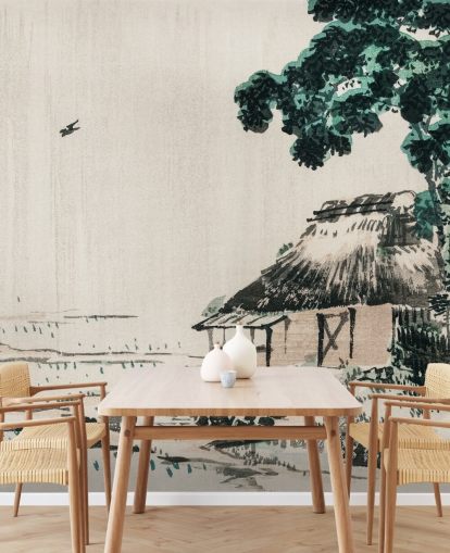 Cottage in Field Wallpaper Mural