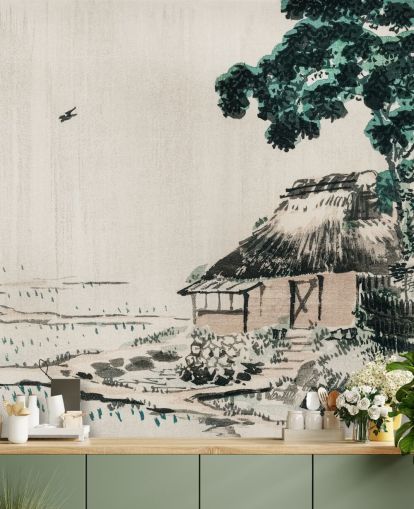 Papel de parede Cottage in Field