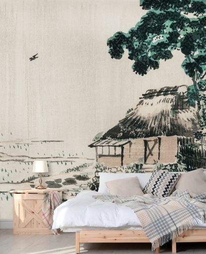 Cottage in Field Wallpaper Mural
