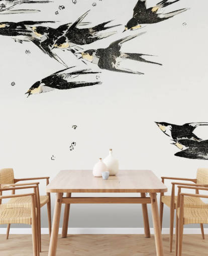 Flying Magpies Bakgrunn Mural