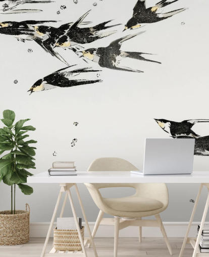 Flying Magpies Wallpaper Mural