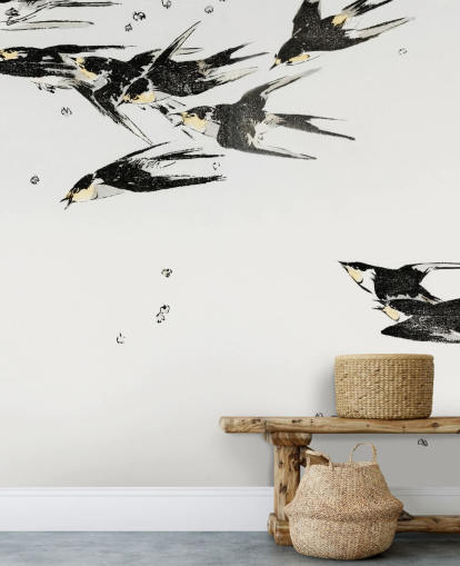 Flying Magpies Wallpaper Mural Flying Magpies Wallpaper Mural