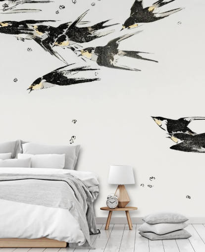 Flying Magpies Bakgrunn Mural