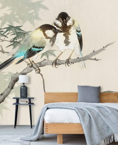 Great Tits on Maple Branch Mural 