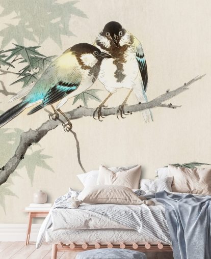 Great Tits on Maple Branch Mural Great Tits on Maple Branch Mural