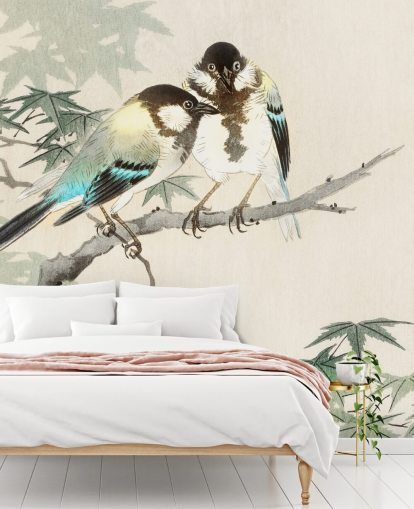 Great Tits on Maple Branch Mural 