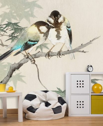 Great Tits on Maple Branch Mural Great Tits on Maple Branch Mural